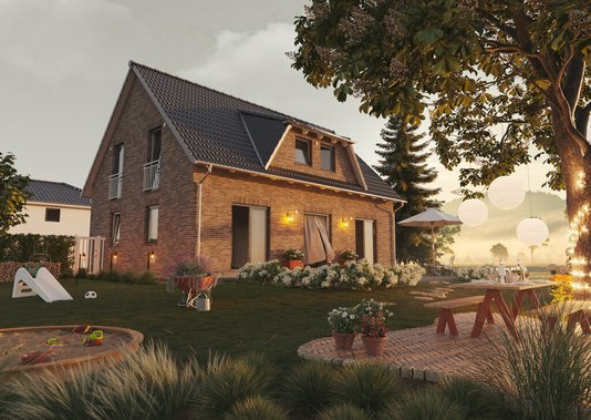 Landhaus-142-Garten-Klinker-1 Landhaus 142 mit Klinker und Garten